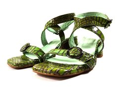 Handmade pistachio green croco leather sandals in chunky low heel. Modern strappy design with square toe and adjustable straps, that embrace and flatters all feet types! Their low block heel and their very soft insole offer true comfort. Genuine leather on the upper and inner parts, soft leather lining and antislip elastic rubber sole. High quality shoes, guaranteed to last for a long long time! PRODUCT INFO Color: green Upper material: 100% leather Linning: 100% leather Heel: leather wrapped He Green Square Toe Heels For Spring, Spring Green Square Toe Heels, Trendy Green Slingback Sandals With Round Toe, Trendy Green Block Heel Sandals, Trendy Green High Heel Block Heels, Trendy Green Heels With Heel Strap, Trendy Green Block Heels With Round Toe, Chic Green Block Heels With Open Heel, Green Block Heels For Summer