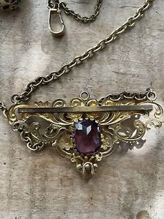 ANTIQUE VICTORIAN CHATELAINE SNIFFER NECKLACE AMETHYST JEWELRY LOT FREE SHIPPING | eBay Victorian Jewelry Locket For Evening, Victorian Locket Jewelry For Evening, Victorian Hallmarked Necklace For Evening, Victorian Evening Necklace With Hallmark, Antique Evening Locket Jewelry, Antique Locket Jewelry For Evening, Antique Locket For Evening Wear, Victorian Pendant Necklace With Brooch Detail, Antique Jeweled Necklaces For Evening