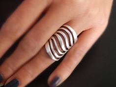 waves-ring Modern Metal Toe Ring, Metal Jewelry With Ring Detail And Modern Twist, Modern Metal Jewelry With Ring Detail, Modern Adjustable Silver Rings, Adjustable Modern Silver Rings, Modern Adjustable Metal Rings, Modern Silver Toe Ring, Trendy Silver Open Band Ring, Modern Adjustable Rings