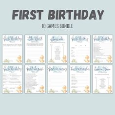 the first birthday games bundle is shown