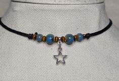 Blue Star-shaped Adjustable Necklace, Blue Star-shaped Jewelry With Colorful Beads, Blue Star-shaped Beaded Necklace, Star-shaped Beaded Necklaces For Festivals, Handmade Blue Beaded Casual Necklace, Casual Blue Beaded Necklaces, Casual Blue Handmade Beaded Necklaces, Casual Blue Handmade Beaded Necklace, Casual Handmade Blue Beaded Necklace