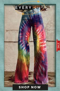 Women's Vintage Print Casual Wide Leg Pants Multicolor Stretch Wide Leg Jeans, Trendy Multicolor Full-length Jeans, Trendy Multicolor Straight Leg Wide Pants, Multicolor Full Length Jeans For Summer, Multicolor Full-length Jeans For Summer, Multicolor Full Length Jeans For Spring, Multicolor Full-length Jeans For Spring, Spring Multicolor Full-length Jeans, Casual Multicolor Full-length Jeans