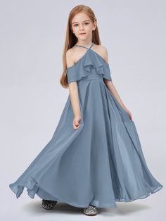 Slate_Blue Light Blue Junior Bridesmaid Dresses, Jr Bridesmaid Dresses, Prom Dress For Girls, Kids Bridesmaid Dress, Kids Prom Dresses, Jr Bridesmaid, Cute Blue Dresses, Girls Bridesmaid Dresses, Children Dress