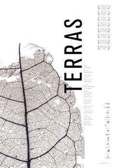 a poster with the words terras written in black and white, on top of a map