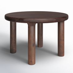 a round wooden table with two legs