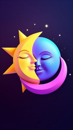 the sun and moon face to face with each other