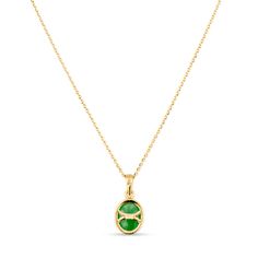 Add a dollop of rich, gorgeous green to your favorite chain with our beautiful jade oval cabochon pendant, a unique stone known to attract love, luck, and fortune. A smooth, brightly polished bezel frames the jade bringing out its saturated shade. A tapered bail on the top creates length to this modern jade pendant, allowing it to sit gracefully on any chain. Jade: Medium Green Size: 8.6mm x 11mm Thickness:4.5mm Gold: 18K yellow gold/ Handmade Attract Love, Cabochon Pendant, Jade Pendant, Oval Cabochon, Jade, Yellow Gold, Chain, Stone, Pendant