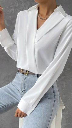 Corporate Shirts, Pleated Shirt, Classy Work Outfits, Stylish Work Outfits, Elegant Blouses, Women Blouses, Elegant Shirt