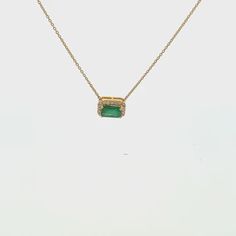 Emerald Cut Emerald & Diamond Halo Necklace (1.11 ct.) in 14K Gold – Capucelli 14k Gold Green Necklace With Diamond Accents, Green 14k Gold Necklace With Diamond Accents, Fine Jewelry Green Diamond Necklace In 14k Gold, Green Diamond Necklace In 14k Gold, Green Emerald Diamond Necklace For May Birthstone, Luxury Emerald-cut Emerald Diamond Necklace, 14k Gold Emerald Cut Emerald Necklace, Fine Jewelry Emerald With Baguette Diamonds, Fine Jewelry With Baguette Diamonds And Emerald