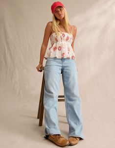 AE Dreamy Drape Stretch Super High-Waisted Baggy Wide-Leg Jean Cute Jeans Wide Leg, Cute Bottoms For Women, Cute Jeans High Waisted, Jeans For Short People, Women’s Jeans, Wide Legged Jeans Outfit, Low Waist Wide Leg Jeans, American Eagle Jeans Women, Spring Jeans