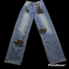 Nwot Moms Halloween Jeans By Jfn (Just Fashion Now) Straight Leg, 5 Pocket, 4 Button Closure, High Waist, With Black Halloween Cats, Size Small Waist 14" Inseam 30.5" Halloween Jeans, Halloween Cats, Fashion Now, Black Halloween, Jeans Womens, Halloween Cat, Small Waist, High Jeans, High Waist