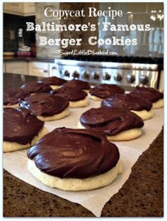 chocolate covered cookies sitting on top of a counter