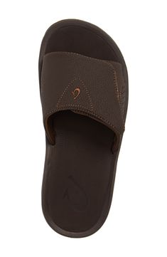 Supple faux leather defines an easygoing slide sandal featuring an adjustable strap for a superior fit. Style Name:Olukai Nalu Slide Sandal (Men). Style Number: 5298163_1. Brown Synthetic Open Toe Sport Sandals, Cushioned Open Toe Brown Sport Sandals, Brown Cushioned Open Toe Sport Sandals, Brown Cushioned Open-toe Sport Sandals, Comfortable Brown Slide Sport Sandals, Brown Sport Sandals With Arch Support And Open Toe, Comfortable Brown Sport Slide Sandals, Brown Synthetic Slide Sport Sandals, Brown Slip-on Sport Sandals With Textured Footbed