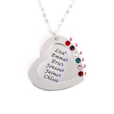 A piece that's absolutely exquisite from every angle, this necklace offers an irresistible combination of beauty and versatility. Start by adding inscriptions to the center of the heart, and then add coordinating birthstones to the outer edge. The perfect choice for someone special – whether that’s mom, grandma, or your significant other – it’s a marvelous way to show just how much they mean to you while expressing yourself and treating them to a go-everywhere accessory they'll love to show off. Anniversary Heart Pendant Necklace With May Birthstone, Anniversary Heart Necklace With May Birthstone, Heart Pendant Necklace For Anniversary With May Birthstone, Double Heart Birthstone Necklaces For Anniversary, Anniversary Heart Pendant Necklace For May Birthstone, Personalized Heart Cut Birthstone Necklace For Anniversary, Anniversary Birthstone Necklace With Open Heart Charm, Heart Cut Birthstone Necklace For Anniversary, Heart Pendant Necklace With Birthstone