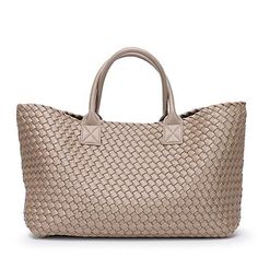 Nizza Faux Leather Woven Bags - 24 Colors watereverysunday Leather Shopper Bag, Woven Bags, Vegan Leather Tote Bag, Woven Handbags, Vegan Leather Tote, Travel Outfits, Woven Tote Bag, Leather Slippers, Leather Weaving