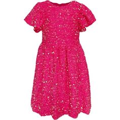 Margot Sequin Velour Short Flared Sleeve Dress, Pink - Lola + The Boys Dresses | Maisonette Holiday Embellished Sequin Dress For Dress-up, Festive Sequin Dress For Dress-up, Festive Princess Sequin Dresses, Festive Princess Dress With Sequins, Princess Style Sequined Festive Dress, Pink Princess Holiday Dress For Party Season, Festive Embellished Dress-up Dresses, Pink Holiday Dress For Dress-up, Pink Holiday Dress For Dress-up Occasions