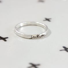 Fine Silver Name Ring Personalized Silver Name Ring, Personalized Cursive Rings, silver name rings, gift for her, gift for mom, Christmas gift for mom, grandma gift, mom rings, mom jewelry, personalized silver ring +THIS LISTING IS FOR ONE SILVER RING+ ORDERING -> Select any needed options from the dropdown menu ->Add to cart and continue to checkout ->Add your personalization (names, dates, etc.) in notes box during the checkout process DETAILS - We will use the same font as in the fir Personalized Meaningful Sterling Silver Rings, Meaningful Personalized Sterling Silver Rings, Adjustable Personalized Stackable Rings, Meaningful Adjustable Rings With Custom Name, Personalized Sterling Silver Engraved Ring, Adjustable Hand Stamped Initial Ring For Promise, Minimalist Engraved Ring For Everyday Wear, Meaningful Stamped Engraved Promise Ring, Adjustable Hand Stamped Everyday Rings