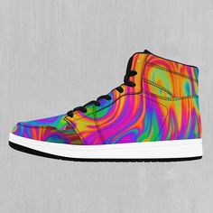 A classic high top and exclusive print combine to create the ultimate sneaker. Choose either black or white styling to suit your preference. Note: Sneakers utilize men's sizing - refer to the size chart. This item is made to order. Please allow 3-7 business days before shipment. * Synthetic leather in the vamp and tongue offers durability and structure * Rubber outsole provides traction on a variety of surfaces * Breathable mesh fabric lining * Hand wash with a cloth or brush * High-definition p Sneakers High Top, Colorful Sneakers, Hightop Sneakers, Top Sneakers Women, Style Noir, High Top Shoes, The Vamps, Tie Shoes, Punk Fashion