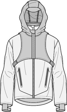 the front and back view of a hooded jacket