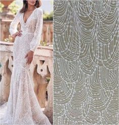 Beautiful Embroidery lace tulle with clear Sequins This is a new style in high quality.  Great for wedding dress, evening gown, Costume, cocktail dress, flower girl dress This Listing is sell for fabric, not include the dresses Color: off White Width - 51 inches, Length -yard Wholesale acceptable, please convo me Elegant Embroidered Net Lace, Elegant Embroidered Net Tulle Fabric, Lace Dress With Pearl Embroidery For Ceremony, Ceremony Lace Dresses With Pearl Embroidery, Fitted Embellished Lace For Wedding, Elegant Party Lace Made Of Net, Elegant Wedding Lace Made Of Net, Elegant Wedding Lace In Net, Elegant Embroidered Lace Tulle Fabric