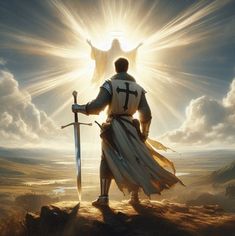 Warrior Praying, Jesus Crucifixion Pictures, Soldier Of God, Christian Soldiers, Crusader Knight, Jesus Artwork, Heaven Art, Pictures Of Jesus Christ, Bible Study Verses