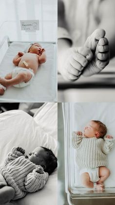 four pictures of babies in different stages of birth