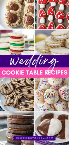 wedding cookies and desserts with text overlay