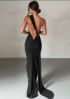 Draped Black Maxi Dress with Asymmetrical Neckline – Marssiana Black Gala Dress, 파티 드레스, Cutout Maxi Dress, Ladies Gown, Body Con Dress, Backless Maxi Dresses, Gala Dresses, Evening Party Dress, Sleeveless Maxi Dress