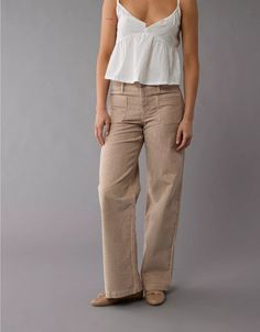 AE Stretch Corduroy Low-Rise Baggy Wide-Leg Pant Casual Mid-rise Corduroy Bottoms, Spring Corduroy Relaxed Fit Jeans, High Rise Relaxed Fit Corduroy Bottoms, Casual Mid-rise Corduroy Jeans, Relaxed Fit Corduroy Casual Jeans, Casual Relaxed Fit Corduroy Jeans, Relaxed Fit Corduroy Bottoms For Everyday, Everyday Corduroy Bottoms With Pockets, Casual Corduroy Pants With Five Pockets