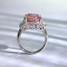 Padparadscha Pink 5.16 Ct Lab Grown Diamond Ring – Suytable.com Sapphire Cocktail Ring, Pink Diamond Ring, Cluster Rings, Finger Rings, Birthday Jewelry Gift, Rings Cool, Pink Ring, Engagement Jewelry, Sapphire Gemstone