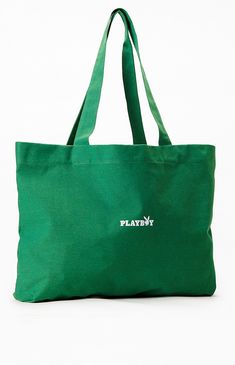 PacSun Exclusive! Embrace style and sophistication with the Playboy By PacSun Pleasure Tote Bag. This graphic tote combines a sleek design with ample space for your essentials, making it a perfect choice for both everyday use.


	Fixed straps
	Canvas body
	Large main compartment
	Playboy graphics Green Rectangular Canvas Bag For The Weekend, Green Rectangular Canvas Bag For Weekend, Trendy Weekend Bags For Spring, Rectangular Bags For Weekend Spring, Rectangular Bags For Weekend In Spring, Rectangular Bags For Spring Weekend, Rectangular Weekend Bag For Spring, Casual Weekend Bag For Spring, Rectangular Spring Weekend Bag