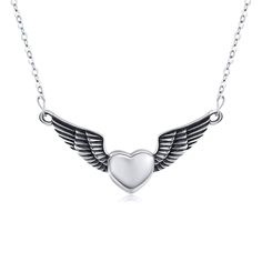 Discover timeless elegance with our Retro Silver Angel Wing Pendant Necklace, crafted from premium sterling silver for women who value sophisticated and meaningful jewelry. This exquisite piece combines classic charm with contemporary style, featuring a mixed metal design that perfectly showcases the intricate angel wing detail. Its sterling silver composition ensures durability and lasting shine, making it a versatile addition to any jewelry collection, and a heartfelt gift for someone special. Timeless Necklaces For Valentine's Day, Classic Heart-shaped Sterling Silver Necklace, Silver Heart Necklace With Round Pendant And Clavicle Chain, Elegant Stainless Steel Jewelry With Polished Finish, Timeless Silver Heart Pendant Jewelry, Classic Heart Necklace For Gift, Elegant Silver Heart Necklace For Mother's Day, Classic Heart Pendant Clavicle Chain Jewelry, Classic Jewelry With Clavicle Chain And Heart Pendant