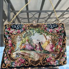 Walberg Vintage Tapestry Bag With Gold Hardware See Images For Ink Stains On Inside Silk Carpet Bag Purse, Ink Stains, Tapestry Bag, Carpet Bag, Vintage Tapestry, Ink Stain, See Images, Luxury Bedding, Gold Hardware