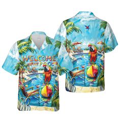 Welcome To The Pool Hawaiian Shirt Summer Hawaiian Shirt Tiki Tai Tiki Shirt Summer Shirts Pool Party Shirt Family Shirt Vacation is an ideal summer wardrobe staple, perfect for leisurely vacations to tropical destinations where a light and airy outfit is a must-have. Summer Fashion Hawaiian for Dad/Son/Boyfriend on Birthday, bachelor party, Pool Party, Summer Vacation... Our shirts are crafted from high-quality polyester fabric that is both soft and lightweight, ensuring comfort for all-day wea Vacation Graphic Print Collared T-shirt, Collared Tops With All Over Print For Vacation, Multicolor Collared Tops For Beach Season, Vacation Collared Shirt With All Over Print, Collared Graphic Print T-shirt For Vacation, Multicolor Tops With All Over Print And Camp Collar, Hawaiian Multicolor Top With All Over Print, Hawaiian Multicolor Tops With All Over Print, Hawaiian Collared Tops With Graphic Print