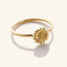 Sunflower Ring - Nominal Unique Gold Wedding Rings, Sunflower Ring, Dainty Gold Rings, Sunflower Necklace, Bangles Design, Sunflower Earrings, The Sunflower, Gold Bangles Design, Bangle Designs