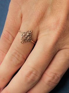 Lace ring. 14k Yellow gold Floral ring. Leaves gold ring. Filigree ring. dainty gold ring. gold ring. gift for her. gold jewelry. ▶▶This is a great ring to wear by itself, it sure stands out by it's own.. or it can be combined with your every day or festive jewelry for a smart individualist style. It fits both styles, casual and fancy for any occasion◀◀ ♥ About The Ring: The ring is made of solid 14K yellow\ white \rose gold. ♥ Shipping Info: All rings are packaged and shipped in a beautiful rin 14k Rose Gold Stackable Promise Rings, Delicate Rose Gold Promise Rings, Delicate Rose Gold Flower Ring, Delicate 14k Rose Gold Stackable Rings, Dainty 14k Pink Gold Jewelry, Dainty 14k Rose Gold Rings, Rose Gold Dainty Jewelry For Promise, Delicate 14k Rose Gold Jewelry, Rose Gold Jewelry With Intricate Design For Gift