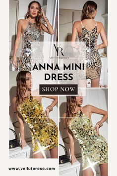 The Anna Mini Dress is the perfect addition to your summer wardrobe. Designed with sequins and glitter, this dress will have you sparkling at any evening event. Its halter neckline and sleeveless design add a touch of sexiness to the bodycon fit. Shine bright with the Anna Mini Dress. Summer Sequined Sleeveless Halter Dress, Sleeveless Sequin Halter Dress For Summer, Summer Sequin Mini Dress For Prom, Glamorous Summer Halter Dress For Evening, Glamorous Summer Backless Halter Dress, Glamorous Summer Halter Backless Dress, Summer Halter Neck Bodycon Dress For Prom, Summer Evening Stretch Sequin Dress, Summer Bodycon Halter Dress For Party