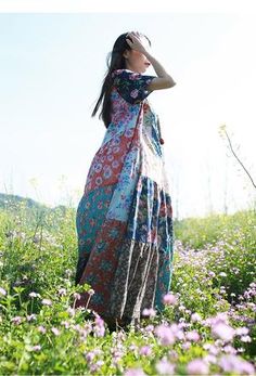 Multicolor Patchwork Hippie Dress | Buddhatrends Multicolor Floral Patchwork Maxi Dress For Spring, Spring Multicolor Floral Patchwork Maxi Dress, Spring Multicolor Patchwork Maxi Dress, Bohemian Maxi Dress With Floral Patchwork, Casual Multicolor Patchwork Maxi Dress, Casual Multicolor Maxi Dress With Floral Patchwork, Multicolor Cotton Maxi Dress For Vacation, Multicolor Floral Patchwork Maxi Dress For Summer, Summer Multicolor Maxi Dress With Floral Patchwork