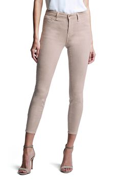 Coated for a sleek sheen, these skinny crop jeans with a high waist polish your look without any effort at all. 26" inseam; 10" leg opening; 10 1/2" front rise; 14 1/2" back rise (size 29) Zip fly with button closure Five-pocket style 86% cotton, 11% elastane, 3% spandex Spot clean only Made in the USA of Imported fabric Women's Clothing Womens Cropped Jeans, Crop Jeans, Curator Style, Cropped Jeans, Women Crop, Grey Jean, Women's Clothing, High Waist, Women Jeans