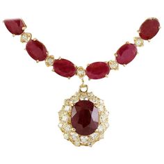 Impressive Diamond 18 Karat Yellow Gold Ruby Pendant Necklace for Her Classic Ruby Necklaces For Formal Occasions, Oval Jeweled Necklaces For Anniversary, Classic Yellow Gold Necklace With Jewels, Classic Oval Jeweled Necklace, Classic Oval Jeweled Necklaces, Classic Oval Jewel Necklace, Classic Red Hallmarked Necklace, Classic Yellow Gold Ruby Necklace, Classic Ruby Necklace In Yellow Gold