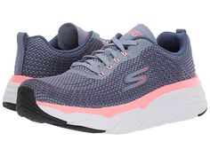 SKECHERS Max Cushion - 17693 - Women's Shoes : Purple/Pink : The SKECHERS Max Cushion - 17693 sneaker will elevate all of your runs with bold, decorative grid detailing, optimal cushioning, and a platform design. Virtually seamless engineered mesh fabric upper with contrasting synthetic overlays at the front, sides, and heel. Lace-up design offers a secure fit. Rounded toe with durable reinforcement at the bumper. Rear pull-tab offers easy entry. Signature logo details at the tongue, toe bumper, Athleisure Chunky Sneakers With Cushioned Footbed For Light Sports, Pink Platform Sneakers With Boost Midsole For Sports, Sporty Sneakers With Gel Cushioning And Engineered Mesh, Sporty Sneakers With Gel Cushioning, Athleisure Chunky Sneakers With Cushioned Footbed, Athleisure Mesh Running Shoes With Gel Cushioning, Low-top Walking Shoes With Gel Cushioning For Workout, Dynamic Synthetic Sneakers With Gel Cushioning, Jogging Chunky Sneakers With Cushioned Footbed