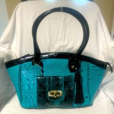 Beautiful Turquoise Croc Leather Handbag This Bag Is Brand New Without Tags. Turquoise Bags With Detachable Strap For Daily Use, Turquoise Leather Shopping Bag, Turquoise Top Handle Shoulder Bag For Travel, Daily Use Turquoise Bags With Detachable Strap, Turquoise Rectangular Bag With Detachable Strap, Turquoise Satchel Shoulder Bag With Removable Pouch, Turquoise Top Handle Travel Bag, Turquoise Satchel Shoulder Bag With Detachable Strap, Turquoise Shoulder Bag With Detachable Strap