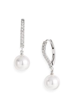 Free shipping and returns on Mikimoto Diamond & Akoya Cultured Pearl Earrings at Nordstrom.com. Luminous Akoya pearls dangling from a line of glistening diamonds make elegant handcrafted earrings. Evening Pearl Drop Diamond Earrings, Elegant Cubic Zirconia Diamond Earrings With Pearl Drop, Elegant Long Drop Linear Earrings, Elegant Bridal Dangle Earrings With Diamond Accents, Formal Long Drop Pearl Drop Jewelry, Formal Long Drop Pearl Jewelry, Evening Pearl Earrings With Brilliant Cut In Diamond White, Classic Dangle Diamond Earrings For Evening, Elegant Drop Linear Earrings