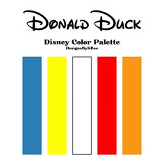 the logo for donald duck's disney color palette is shown in red, yellow, and blue