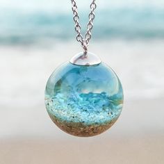 Beach Sand Necklace Ocean Water Necklace Beachy Jewelry - Etsy Ocean-inspired Turquoise Pendant Necklace, Ocean Color Pendant Jewelry For Beach, Blue Ocean-inspired Strand Necklace, Blue Strand Necklace With Ocean-inspired Style, Blue Pendant Jewelry For Beach, Ocean-inspired Turquoise Strand Necklace, Blue Beachy Jewelry For Gift, Ocean-inspired Blue Pendant Necklace, Unique Blue Keepsake Necklace