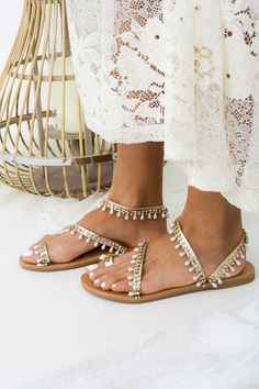 Gold Wedding Sandals/ Bridal Sandals/ Greek Sandals/ Handmade | Etsy Spring Party T-strap Sandals With Single Toe Strap, Summer Wedding Embellished Heels, Spring Wedding Sandals With Round Toe, Embellished Sandals For Wedding In Spring, Embellished Sandals For Spring Wedding, Round Toe Sandals For Spring Wedding, Gold Barefoot Sandals With Ankle Strap For Spring, Gold Open Toe Wedding Shoes For Spring, Gold Ankle Strap Barefoot Sandals For Spring