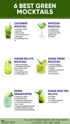 Green Mocktails Ginger Mojito, Mocktail Drinks, Non Alcoholic Cocktails, Alcoholic Cocktails, Green Drinks, Fancy Drinks, Healthy Drinks Recipes