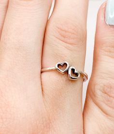 Sweet little sterling silver ring with two hearts joined!! Face height is 6mm. Available in size 6 only. - Genuine sterling silver - Size 6 only Two Hearts, Sterling Silver Ring, Heart Ring, Silver Ring, Sterling Silver Rings, Silver Rings, Size 6, Sterling Silver, Ring