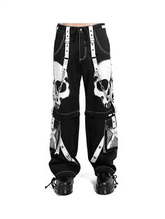 Tripp Dark Street Pants Emo Style Pants For Halloween Streetwear, Emo Style Bottoms With Pockets For Concerts, Emo Bottoms With Pockets For Concerts, Emo Pants With Pockets For Concert, Emo Style Pants With Pockets For Concert, Emo Streetwear Bottoms With Belt Loops, Edgy Halloween Pants With Pockets, Punk Style Bottoms With Skull Print For Alternative Fashion, Halloween Streetwear Bottoms With Pockets