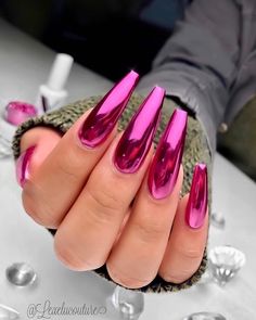 Valentines Nail Art Designs, Pink Chrome Nails, Valentine Nail Art, Pink Nail, Chrome Nails, Best Acrylic Nails, Valentines Nails, Cute Acrylic Nails